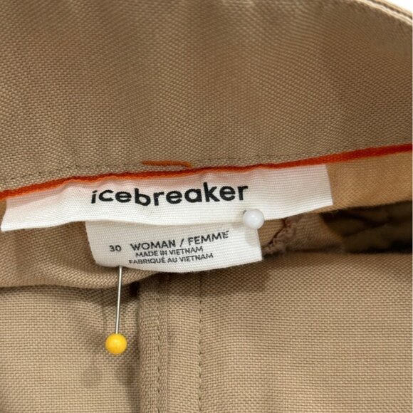 Icebreaker Womens Size 30 Shorts 8" Tan Casual Hiking Zip Pockets - Picture 3 of 6